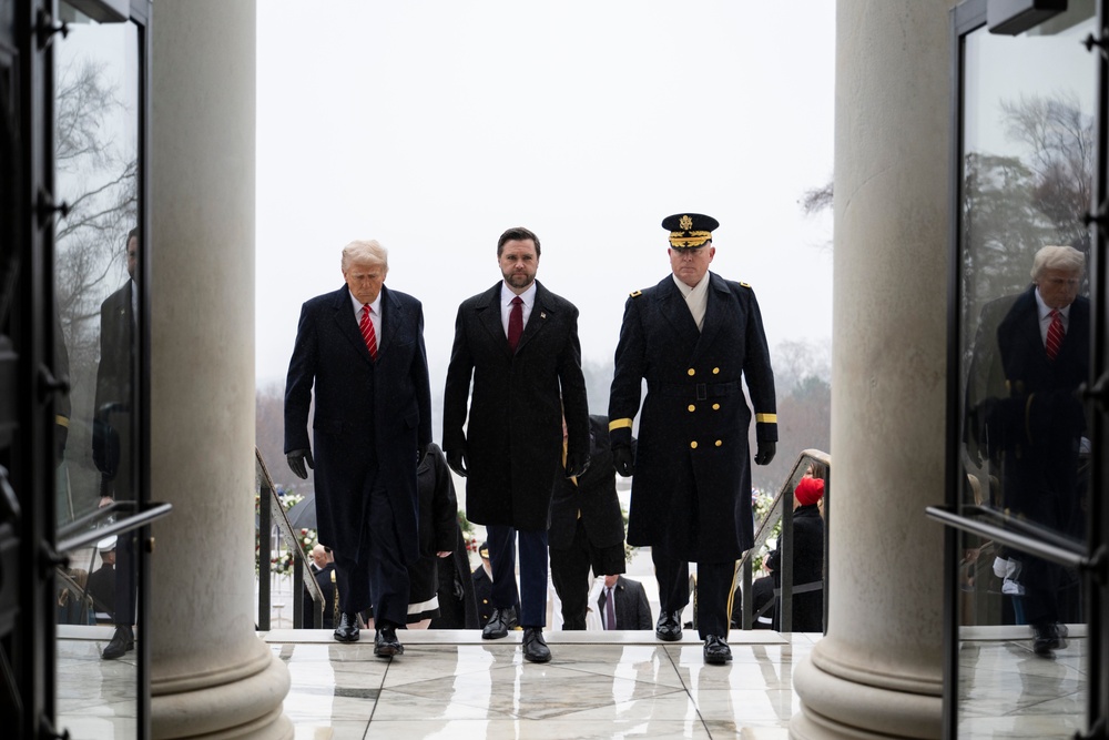 U.S. President-elect Donald Trump and U.S. Vice President-elect JD Vance Participate in a Wreath-Laying Ceremony at the Tomb of the Unknown Soldier Ahead of The Presidential Inauguration