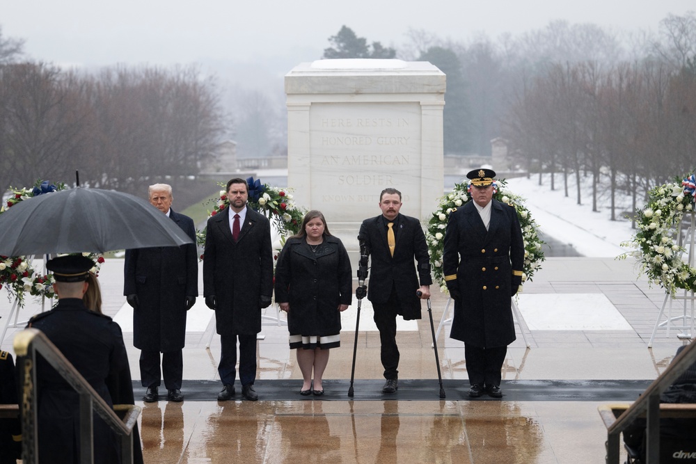 U.S. President-elect Donald Trump and U.S. Vice President-elect JD Vance Participate in a Wreath-Laying Ceremony at the Tomb of the Unknown Soldier Ahead of The Presidential Inauguration