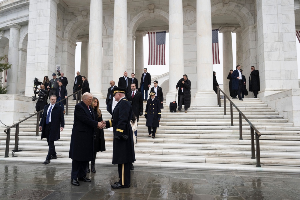 U.S. President-elect Donald Trump and U.S. Vice President-elect JD Vance Participate in a Wreath-Laying Ceremony at the Tomb of the Unknown Soldier Ahead of The Presidential Inauguration