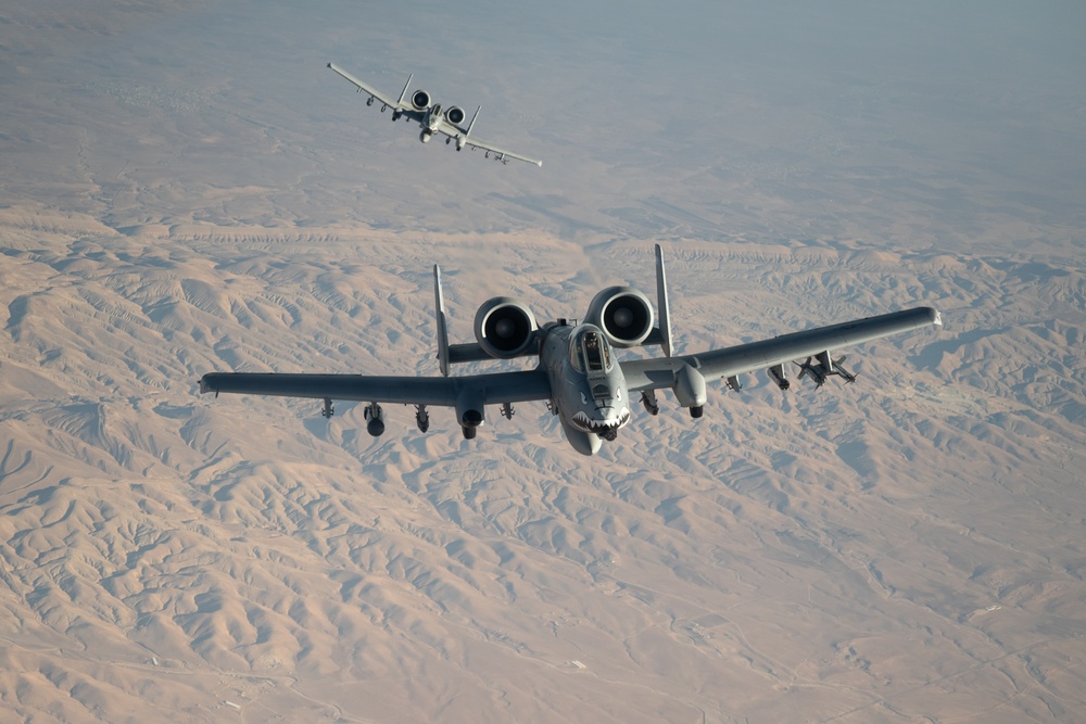 U.S. A-10s conduct combat air patrols in CENTCOM AOR