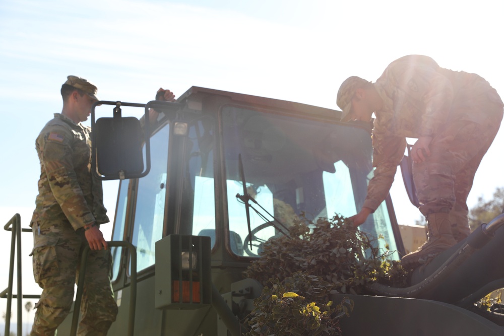 649th Engineer Company prepares equipment at the Sierra Madre Debris Basin
