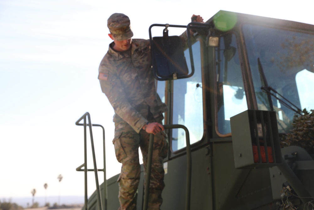 649th Engineer Company prepares equipment at the Sierra Madre Debris Basin
