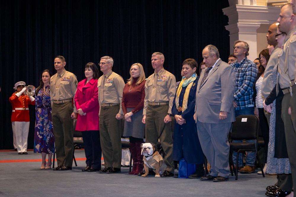 Commandant, Gen. Smith, Attends Promotion of Marine Barracks Washington mascot, Chesty XVI to Corporal