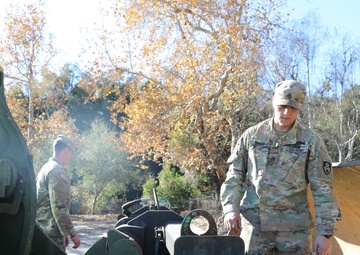 649th Engineer Company prepares equipment at the Sierra Madre Debris Basin