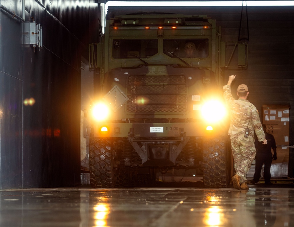 US Army Mariners load US Marines' gear onto LSV 4 for Big Island Combat Readiness Evaluation