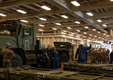 31st MEU | HIMARS Ammunition onload USS San Diego (LPD 22)