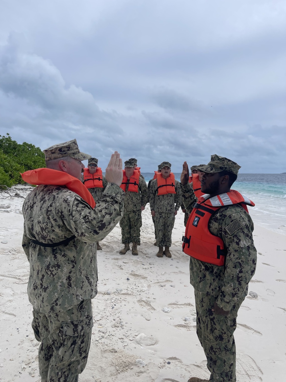 Det Diego Garcia Congratulations BU2 Johnson on your Reenlistment