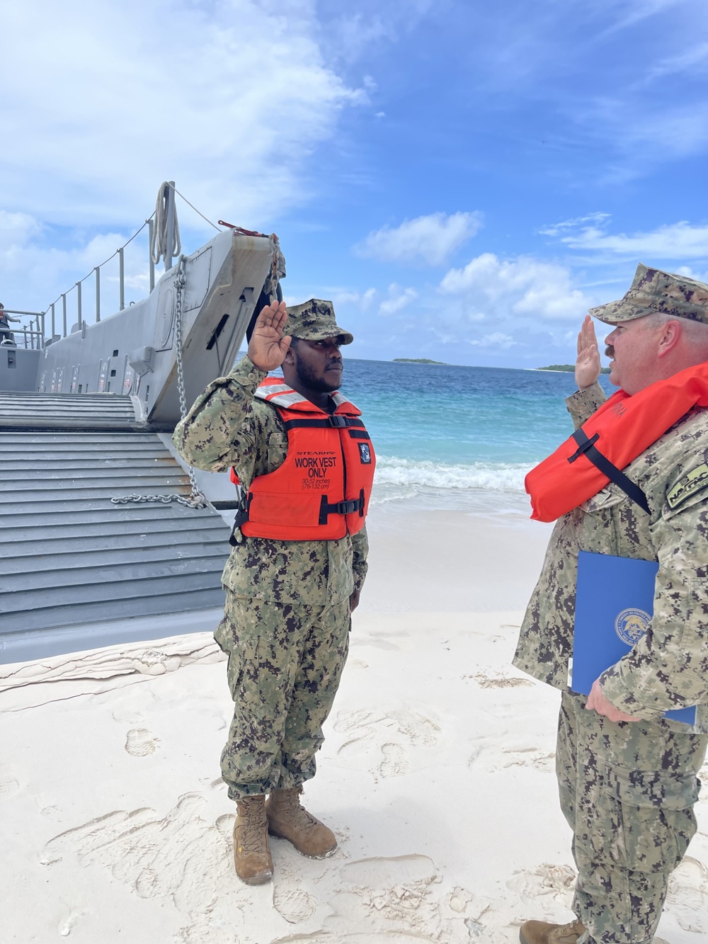 Det Diego Garcia Congratulations BU 2 Johnson on your reenlistment