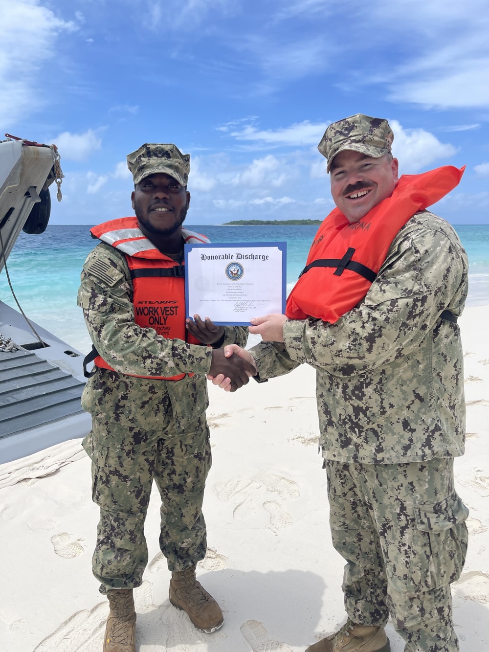 Det Diego Garcia Congratulations BU2 Johnson on your reenlistment