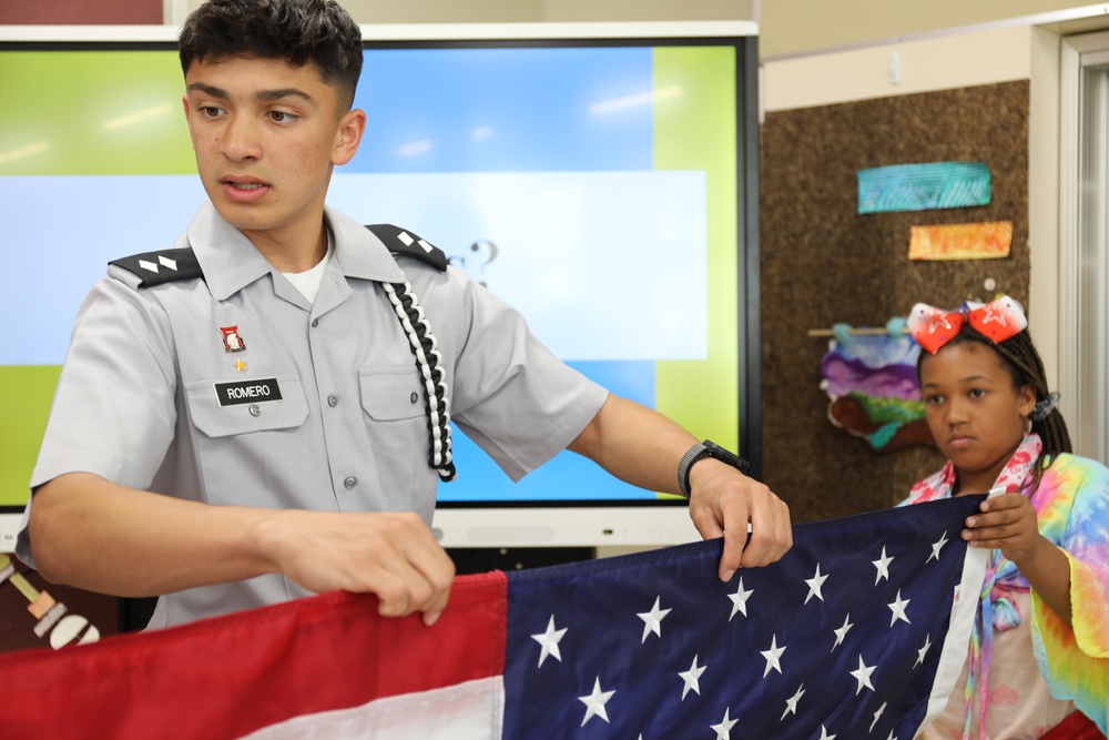 JROTC cadets instill values of leadership, respect in elementary students through service project