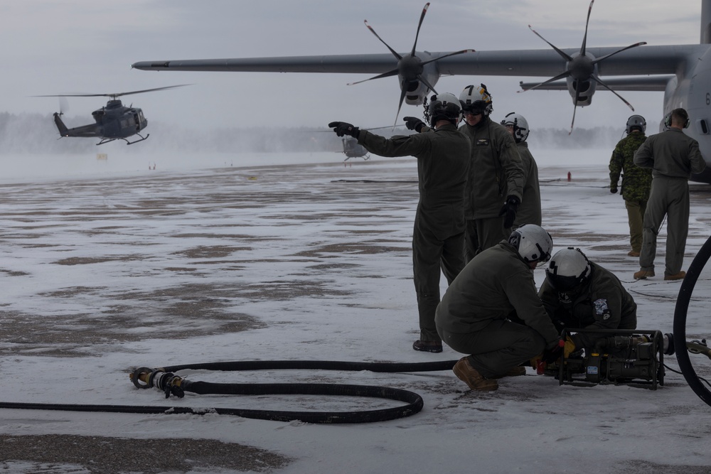 U.S. Marines with VMGR-252 participate in cold-weather training alongside the Royal Canadian Air Force