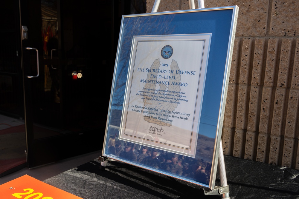 1st Maint. Bn, 1st MLG awarded Secretary of Defense Award for Maintenance Excellence and Field-Level Maintenance