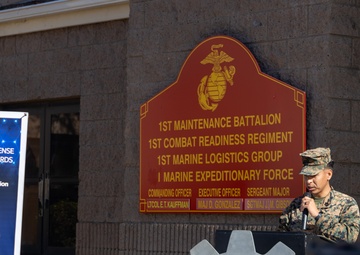 1st Maint. Bn, 1st MLG awarded Secretary of Defense Award for Maintenance Excellence and Field-Level Maintenance