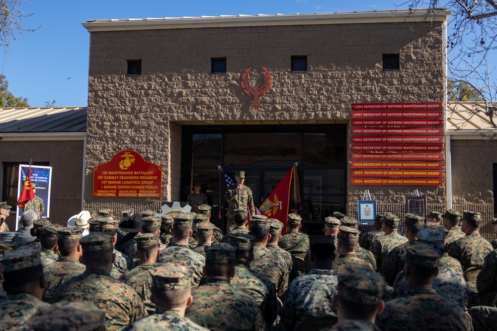 1st Maint. Bn, 1st MLG awarded Secretary of Defense Award for Maintenance Excellence and Field-Level Maintenance