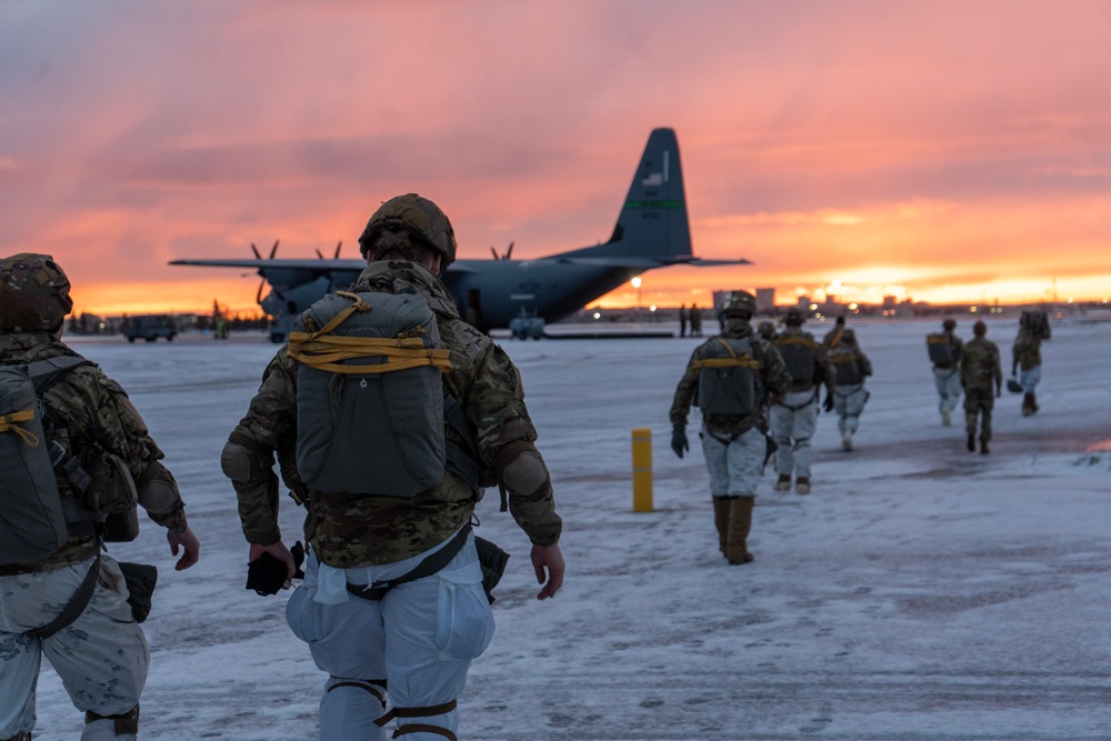 11th Airborne Division Soldiers prepare to jump into JPMRC 25-02