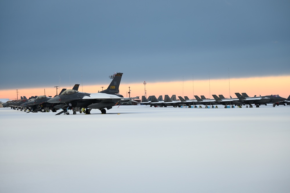 Flying units' aircraft after snowfall at the Air Dominance Center