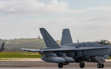 Marine F/A-18s arrive at Andersen Air Force Base, Guam