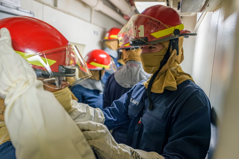 USS Blue Ridge Conducts General Quarters Drill