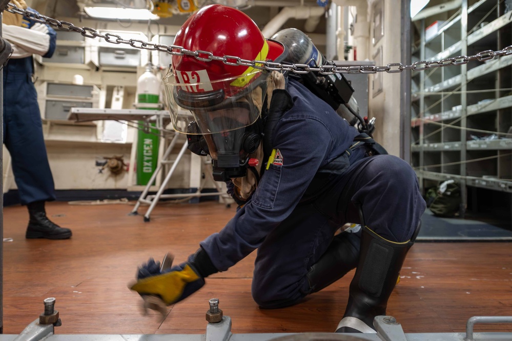 USS Blue Ridge Conducts General Quarters Drill