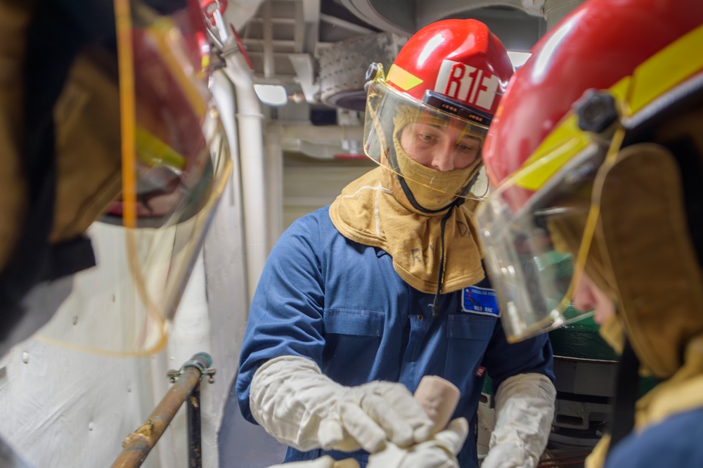 USS Blue Ridge Conducts General Quarters Drill