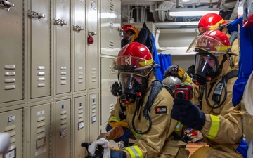 USS Blue Ridge Conducts General Quarters Drill