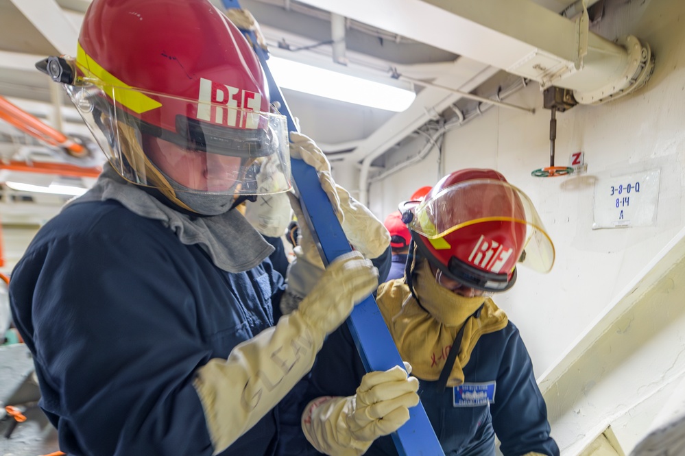 USS Blue Ridge Conducts General Quarters Drill