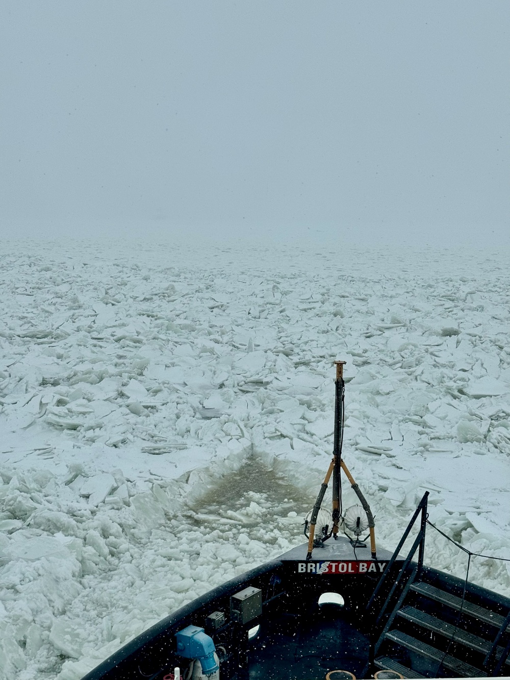 U.S. Coast Guard underway to assist motor vessel beset by ice Lake Erie