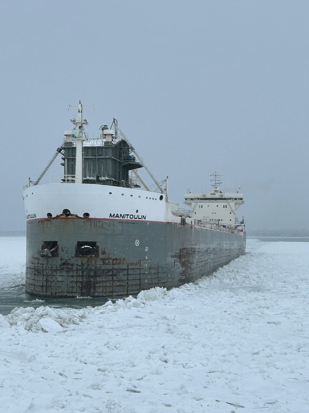 U.S. Coast Guard underway to assist motor vessel beset by ice Lake Erie