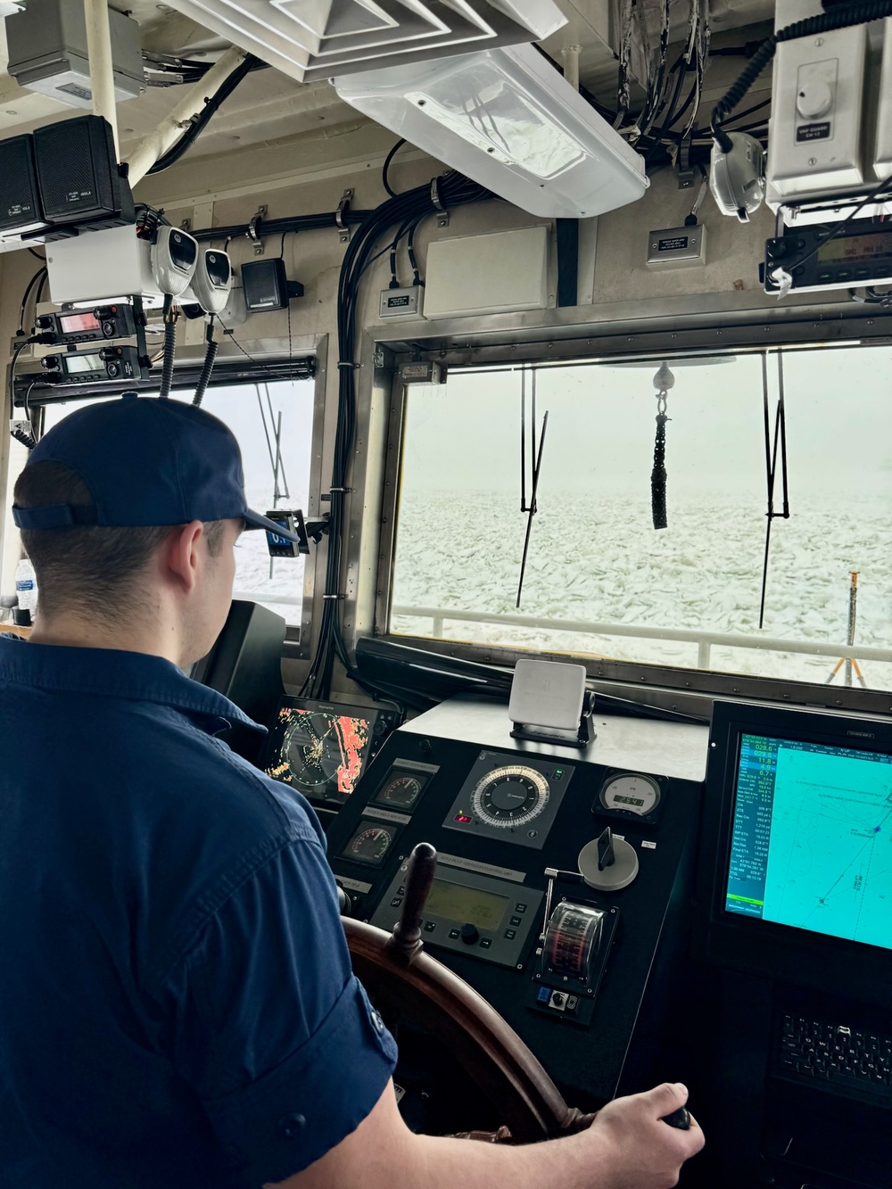 U.S. Coast Guard underway to assist motor vessel beset by ice Lake Erie