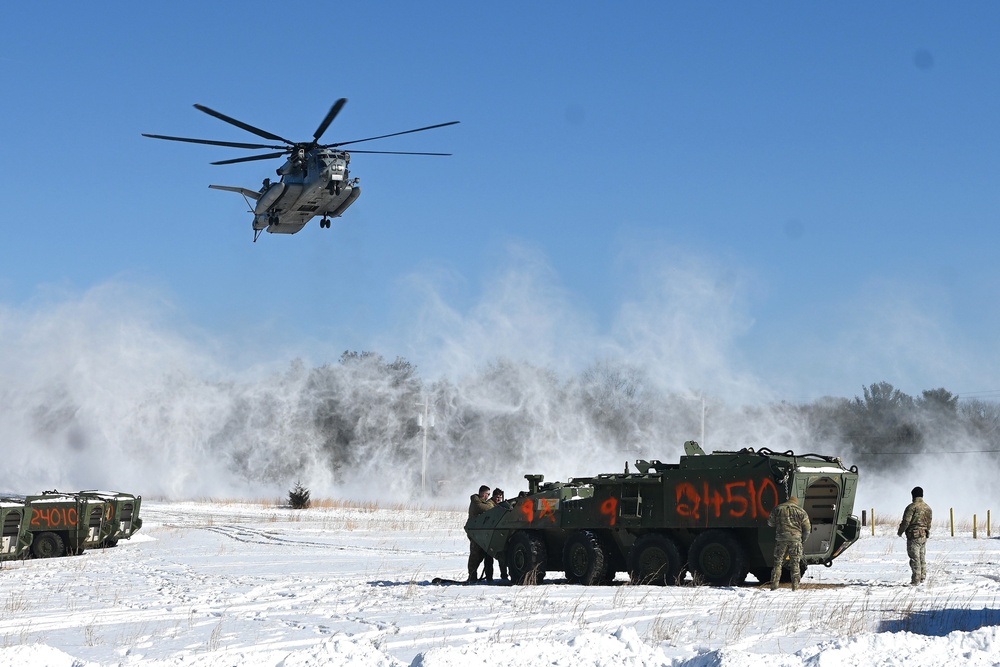 Marines, Air Force move Stryker vehicles to Fort Indiantown Gap impact area