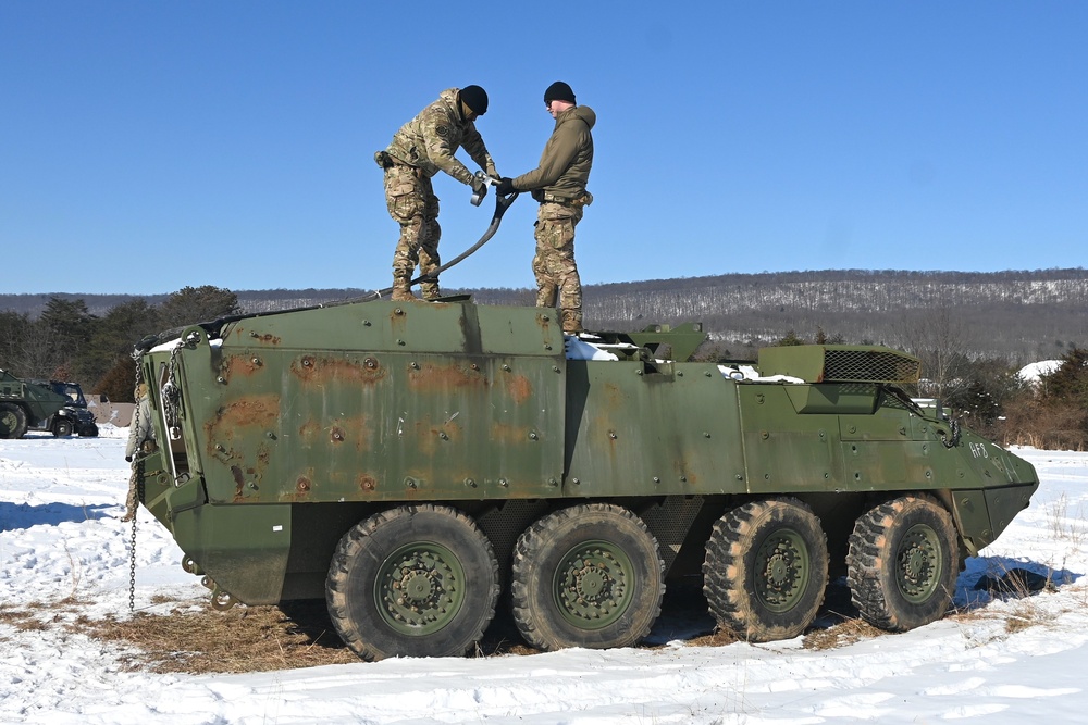 Marines, Air Force move Stryker vehicles to Fort Indiantown Gap impact area