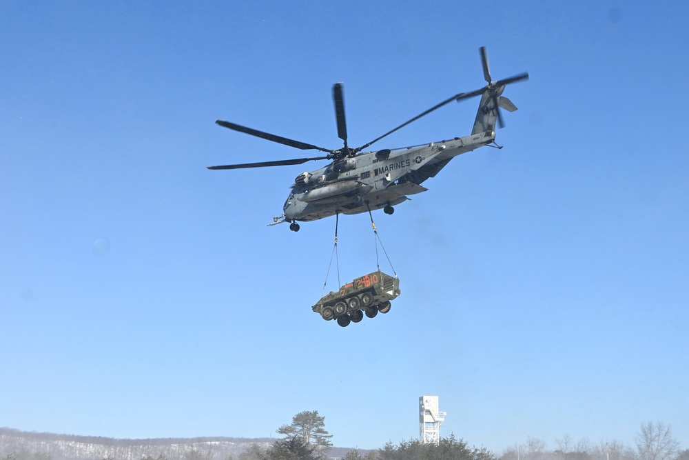 Marines, Air Force move Stryker vehicles to Fort Indiantown Gap impact area