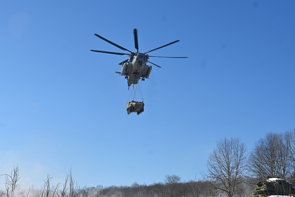 Marines, Air Force move Stryker vehicles to Fort Indiantown Gap impact area