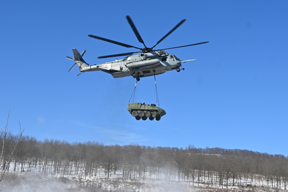 Marines, Air Force move Stryker vehicles to Fort Indiantown Gap impact area