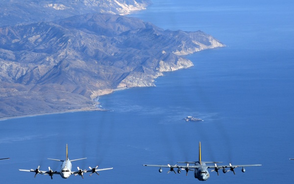 VX-30 and VX-31 Aircraft Fly Over Point Mugu Sea Range