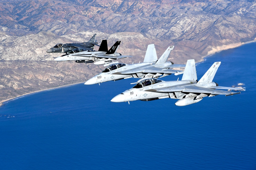 VX-30 and VX-31 Aircraft Fly Over Point Mugu Sea Range