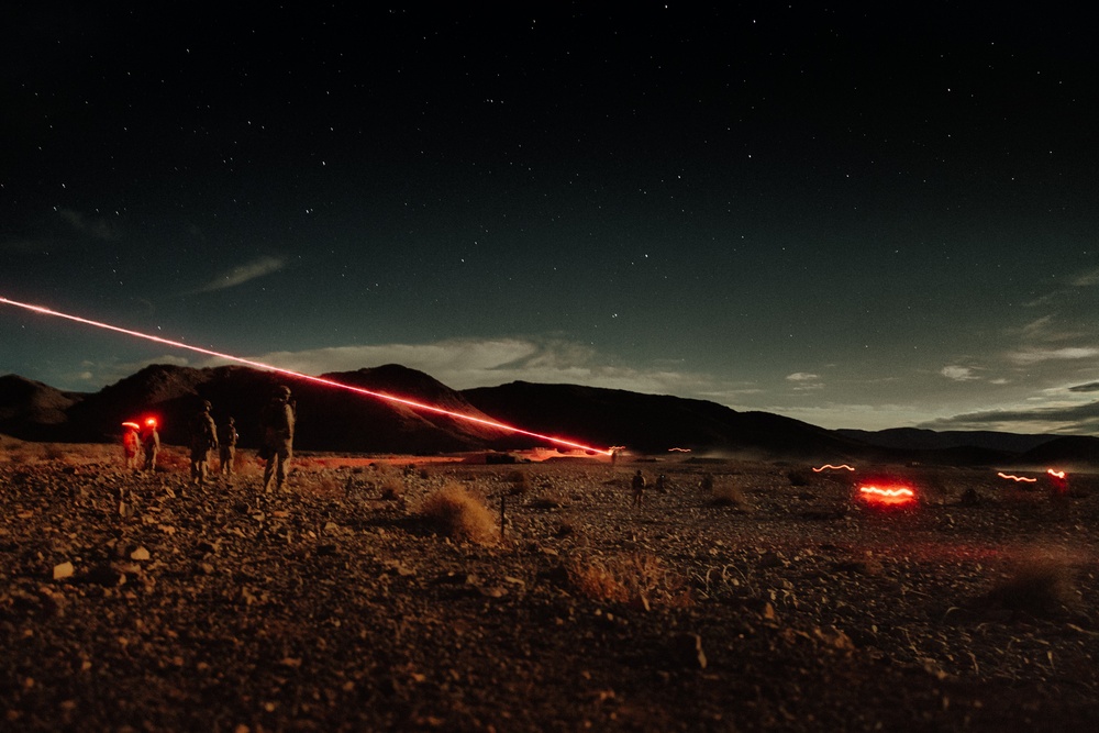 Marines with 2/7 conduct Range 410A at night during ITX 1-25