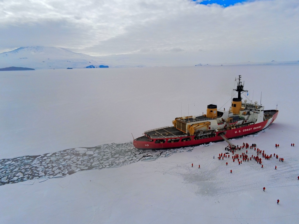 USCGC Polar Star (WAGB 10) holds ice liberty in McMurdo Sound during Operation Deep Freeze