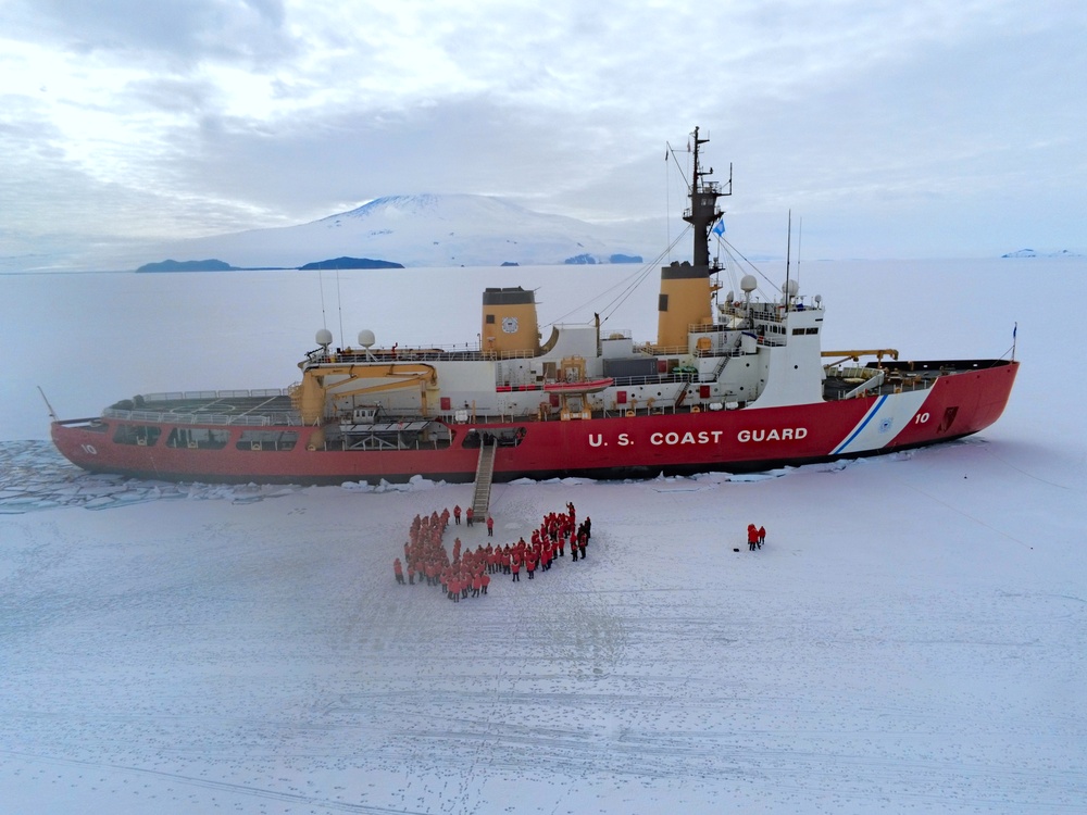 USCGC Polar Star (WAGB 10) holds ice liberty in McMurdo Sound during Operation Deep Freeze