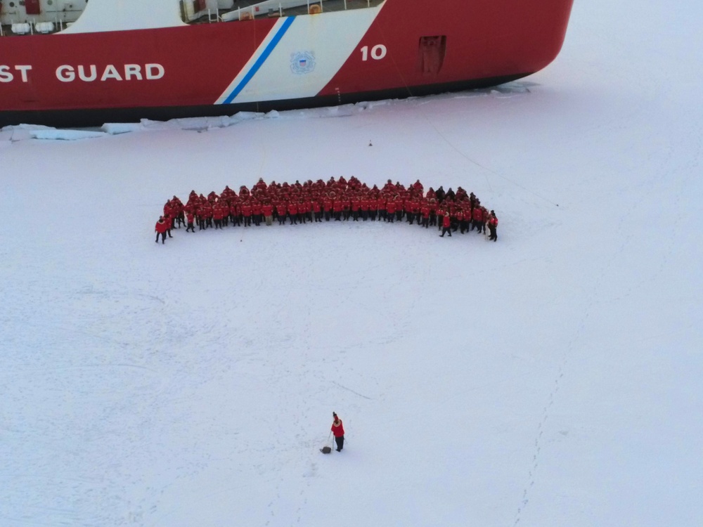 USCGC Polar Star (WAGB 10) holds ice liberty in McMurdo Sound during Operation Deep Freeze