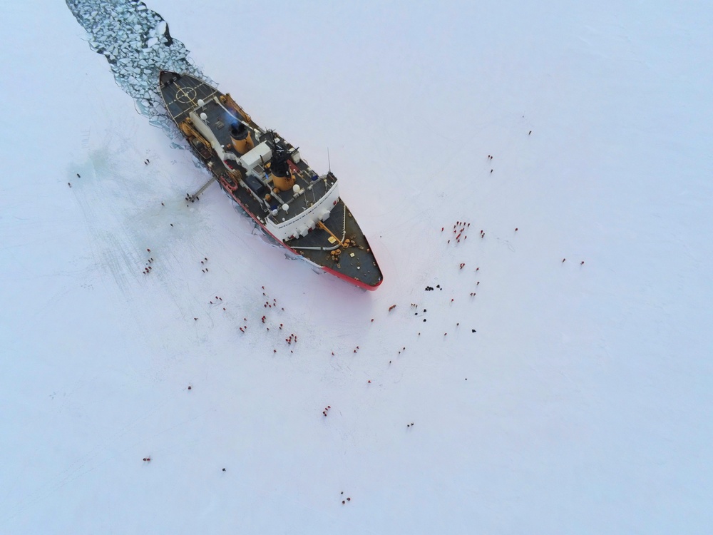 USCGC Polar Star (WAGB 10) holds ice liberty in McMurdo Sound during Operation Deep Freeze