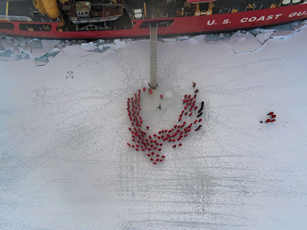 USCGC Polar Star (WAGB 10) holds ice liberty in McMurdo Sound during Operation Deep Freeze