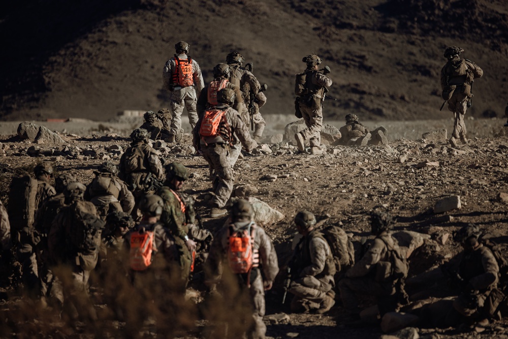 Marines with 1/7 conduct platoon attacks at Range 410A during ITX 1-25