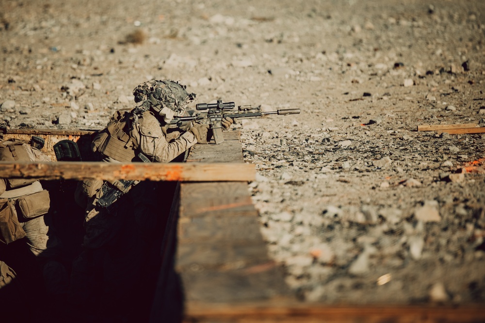 Marines with 1/7 conduct platoon attacks at Range 410A during ITX 1-25