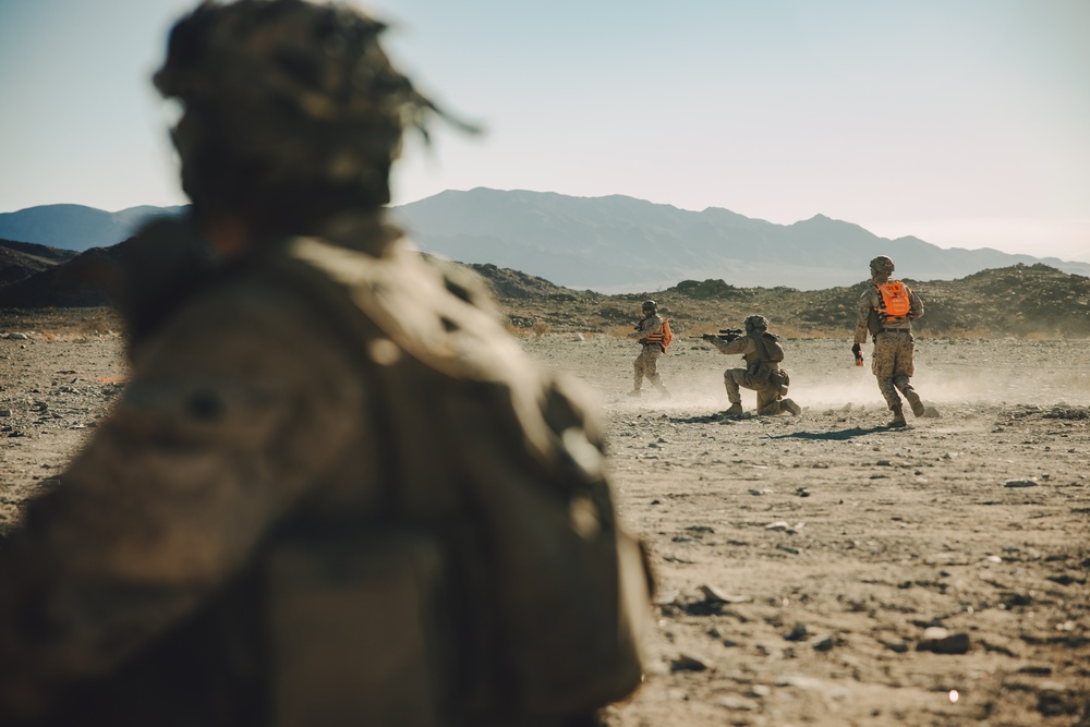 Marines with 1/7 conduct platoon attacks at Range 410A during ITX 1-25