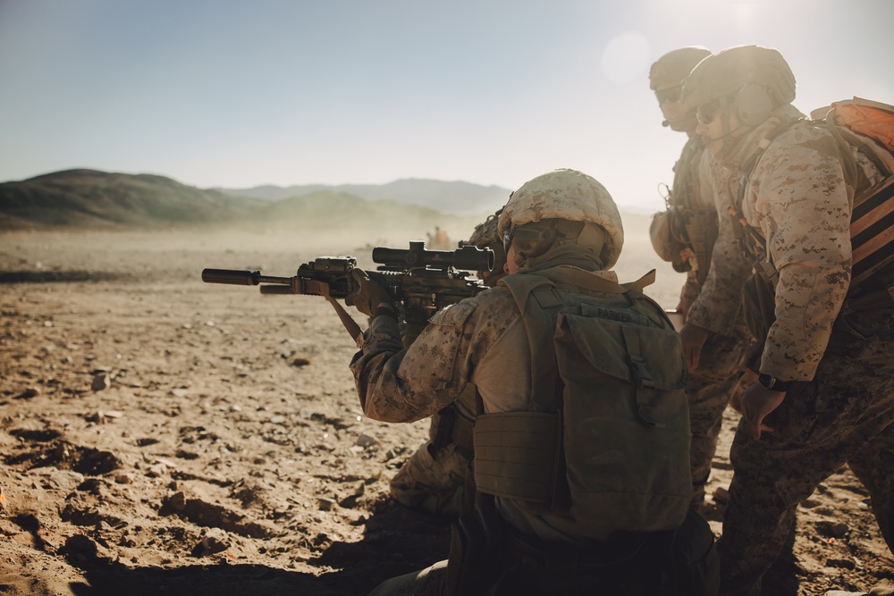 Marines with 1/7 conduct platoon attacks at Range 410A during ITX 1-25