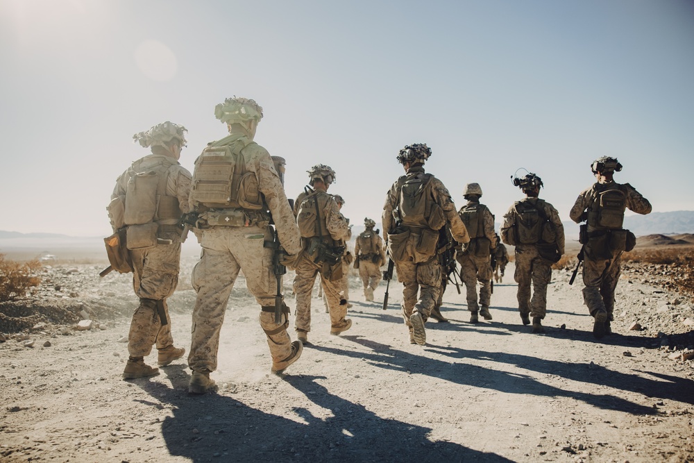 Marines with 1/7 conduct platoon attacks at Range 410A during ITX 1-25