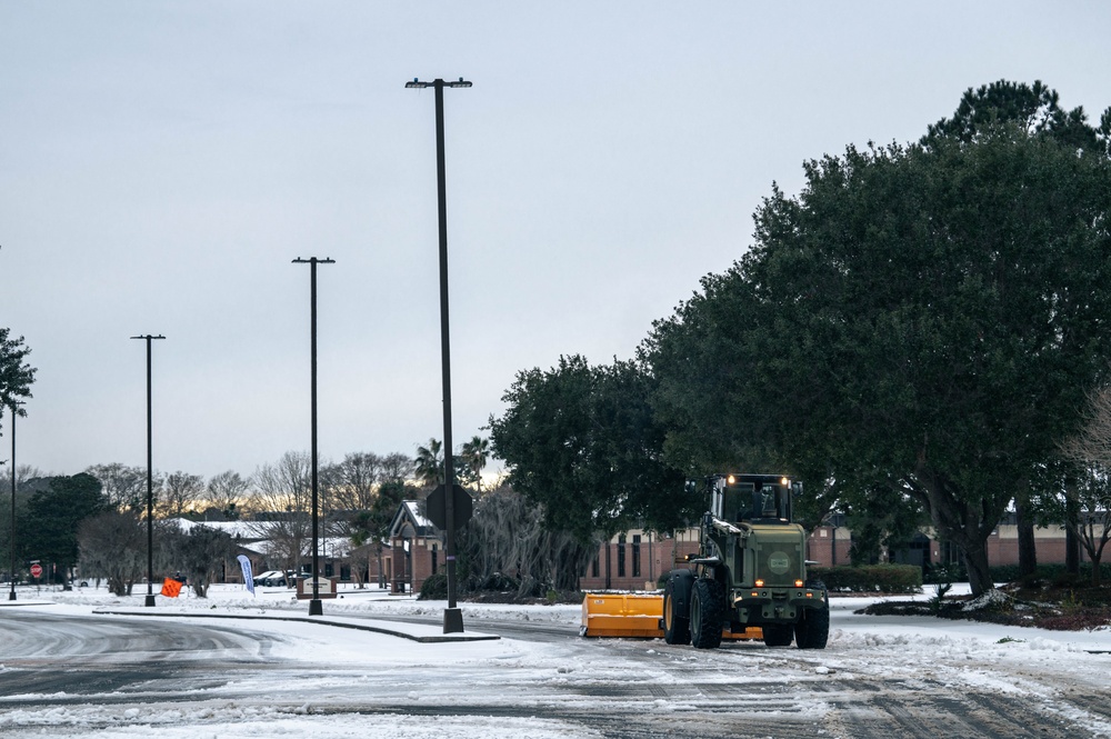 Winter storm can't ground Joint Base Charleston: Essential personnel keep base mission-ready