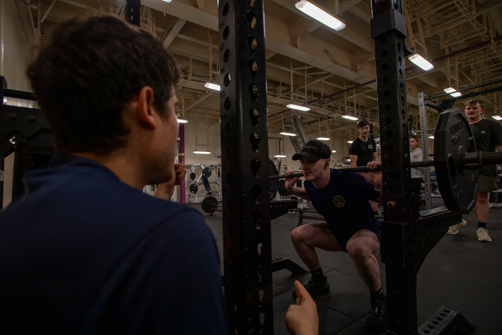 Squat Competition aboard USS America (LHA 6)