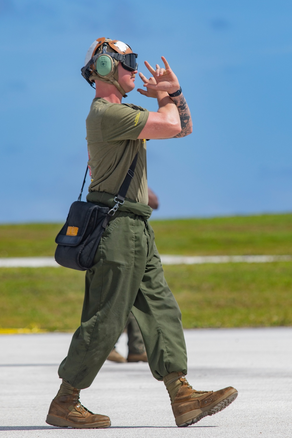 Marine F/A-18s fly armed at Andersen Air Force Base, Guam